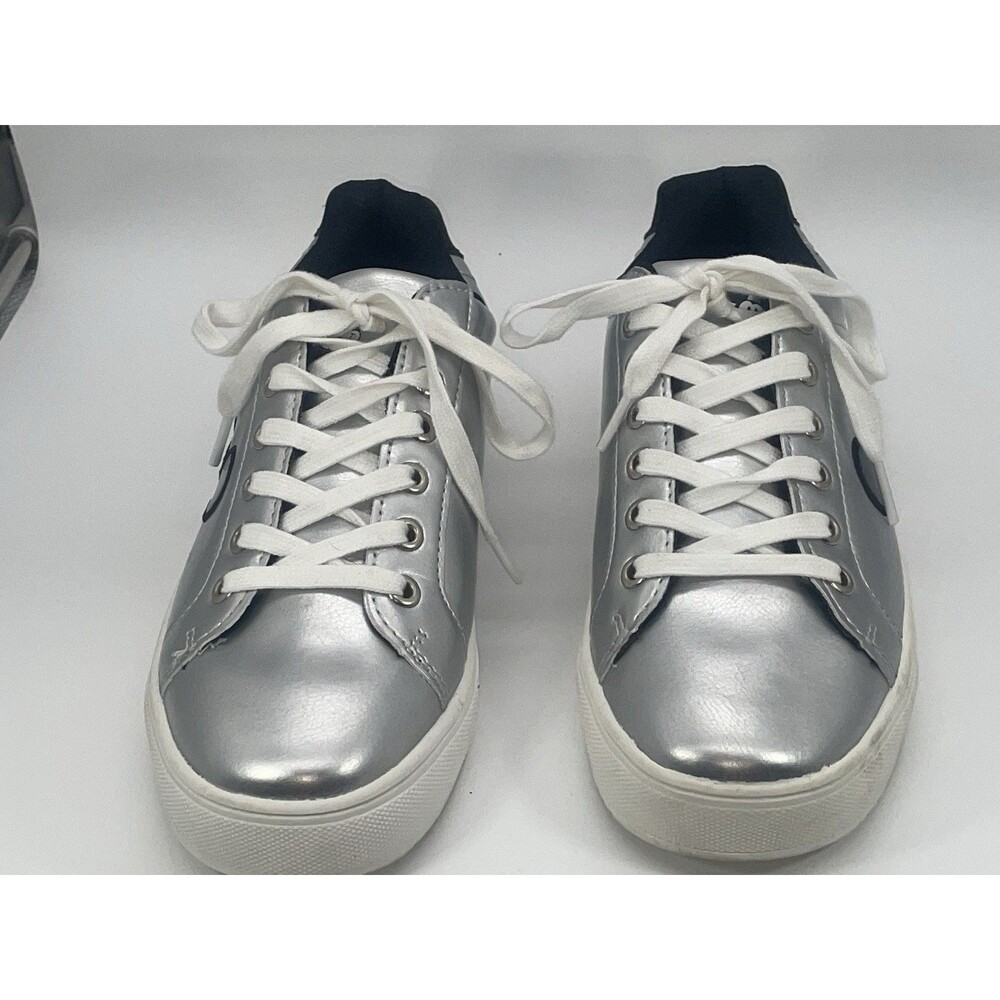 Disney Mickey Mouse Silver Metallic Sneakers Womens Size 8 Lace Up Casual - Picture 3 of 6